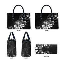 Hawaii Honu Leather Bag Polynesian Curves Plumeria Grayscale - Polynesian Pride
