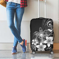Hawaii Honu Luggage Cover Polynesian Curves Plumeria Grayscale - Polynesian Pride