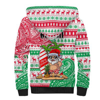 Hawaii Christmas Sherpa Hoodie Santa Claus Surf Mele Kalikimaka LT05 - Polynesian Pride