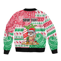 Personalized Hawaii Christmas Bomber Jacket Santa Claus Surf Mele Kalikimaka LT05 - Polynesian Pride