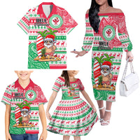 Personalized Hawaii Christmas Family Matching Off Shoulder Long Sleeve Dress and Hawaiian Shirt Santa Claus Surf Mele Kalikimaka LT05 - Polynesian Pride