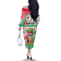 Personalized Hawaii Christmas Family Matching Off Shoulder Long Sleeve Dress and Hawaiian Shirt Santa Claus Surf Mele Kalikimaka LT05 - Polynesian Pride