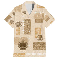 Vintage Lapita Family Matching Off Shoulder Maxi Dress and Hawaiian Shirt Iconic Double Face Pattern Beige
