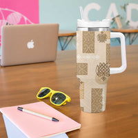 Vintage Lapita Tumbler With Handle Iconic Double Face Pattern Beige