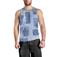 Vintage Lapita Men Tank Top Iconic Double Face Pattern Blue