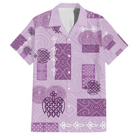 Vintage Lapita Family Matching Summer Maxi Dress and Hawaiian Shirt Iconic Double Face Pattern Violet