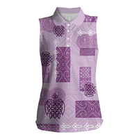 Vintage Lapita Women Sleeveless Polo Shirt Iconic Double Face Pattern Violet