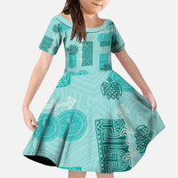 Vintage Lapita Family Matching Mermaid Dress and Hawaiian Shirt Iconic Double Face Pattern Turquoise LT05