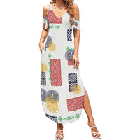 Vintage Lapita Family Matching Summer Maxi Dress and Hawaiian Shirt Iconic Double Face Pattern