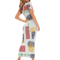 Vintage Lapita Short Sleeve Bodycon Dress Iconic Double Face Pattern
