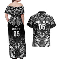 Custom New Zealand Fishing Couples Matching Off Shoulder Maxi Dress and Hawaiian Shirt Aotearoa Maori Koru LT05 - Polynesian Pride