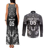 Custom New Zealand Fishing Couples Matching Tank Maxi Dress and Long Sleeve Button Shirt Aotearoa Maori Koru LT05 - Polynesian Pride