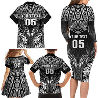 Custom New Zealand Fishing Family Matching Long Sleeve Bodycon Dress and Hawaiian Shirt Aotearoa Maori Koru LT05 - Polynesian Pride