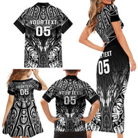 Custom New Zealand Fishing Family Matching Short Sleeve Bodycon Dress and Hawaiian Shirt Aotearoa Maori Koru LT05 - Polynesian Pride