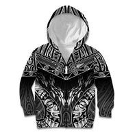Custom New Zealand Fishing Kid Hoodie Aotearoa Maori Koru LT05 Zip Hoodie Black - Polynesian Pride