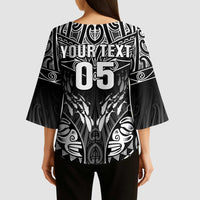 Custom New Zealand Fishing Kimono Sleeve Blouse Aotearoa Maori Koru - Polynesian Pride