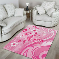 Memorial Pink Breast Cancer Awareness Area Rug Plumeria Floral Tribal Pattern LT05 - Polynesian Pride