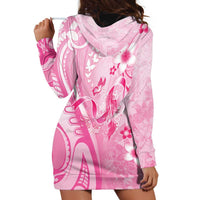 Personalised Memorial Pink Breast Cancer Awareness Hoodie Dress Plumeria Floral Tribal Pattern LT05 - Polynesian Pride