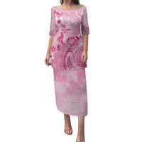 Personalised Memorial Pink Breast Cancer Awareness Puletasi Plumeria Floral Tribal Pattern - Polynesian Pride