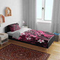Memorial Breast Cancer Awareness Bedding Set Plumeria Floral Tribal Pattern - Polynesian Pride