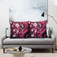 Memorial Breast Cancer Awareness Pillow Cover Plumeria Floral Tribal Pattern - Polynesian Pride