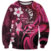 Personalised Memorial Breast Cancer Awareness Sweatshirt Plumeria Floral Tribal Pattern LT05 Unisex Black - Polynesian Pride