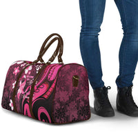 Memorial Breast Cancer Awareness Travel Bag Plumeria Floral Tribal Pattern - Polynesian Pride