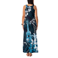 Hawaii Ukulele Family Matching Tank Maxi Dress and Hawaiian Shirt Polynesian Pattern Mix Hibiscus Blue Version LT05 - Polynesian Pride
