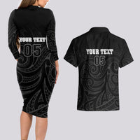 Custom New Zealand Marathon Couples Matching Long Sleeve Bodycon Dress and Hawaiian Shirt Maori Style LT05 - Polynesian Pride