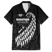 Custom New Zealand Marathon Family Matching Off The Shoulder Long Sleeve Dress and Hawaiian Shirt Maori Style LT05 Dad's Shirt - Short Sleeve Black - Polynesian Pride