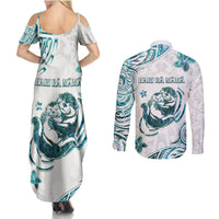 New Zealand Aotearoa Hari Ra Mama Couples Matching Summer Maxi Dress and Long Sleeve Button Shirt A Mother's Love Is Like No Otter LT05 - Polynesian Pride