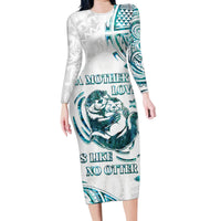 New Zealand Aotearoa Hari Ra Mama Family Matching Long Sleeve Bodycon Dress and Hawaiian Shirt A Mother's Love Is Like No Otter LT05 Mom's Dress White - Polynesian Pride