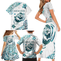 New Zealand Aotearoa Hari Ra Mama Family Matching Short Sleeve Bodycon Dress and Hawaiian Shirt A Mother's Love Is Like No Otter LT05 - Polynesian Pride