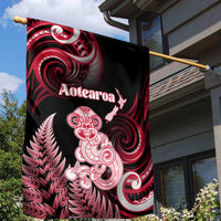 New Zealand Maori Taniwha Garden Flag Silver Fern Red Version