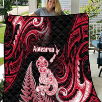 New Zealand Maori Taniwha Quilt Silver Fern Red Version LT05 Red - Polynesian Pride