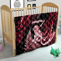 New Zealand Maori Taniwha Quilt Silver Fern Red Version LT05 - Polynesian Pride