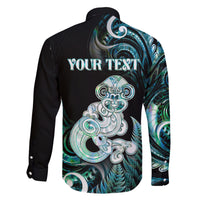 Personalised New Zealand Maori Taniwha Family Matching Short Sleeve Bodycon Dress and Hawaiian Shirt Silver Fern Paua Shell Version LT05 - Polynesian Pride