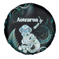 New Zealand Maori Taniwha Spare Tire Cover Silver Fern Paua Shell Version