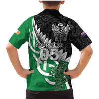 New Zealand And Ireland Rugby Custom Family Matching Mermaid Dress and Hawaiian Shirt Silver Fern With Celtic Cross LT05 - Polynesian Pride