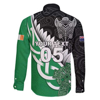 New Zealand And Ireland Rugby Custom Family Matching Summer Maxi Dress and Hawaiian Shirt Silver Fern With Celtic Cross