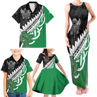 New Zealand And Ireland Rugby Custom Family Matching Tank Maxi Dress and Hawaiian Shirt Silver Fern With Celtic Cross LT05 - Polynesian Pride