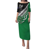 New Zealand And Ireland Rugby Custom Puletasi Silver Fern With Celtic Cross
