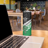 New Zealand And Ireland Rugby Custom Skinny Tumbler Silver Fern With Celtic Cross LT05 - Polynesian Pride