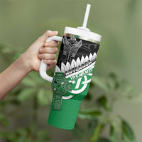 New Zealand And Ireland Rugby Custom Tumbler With Handle Silver Fern With Celtic Cross