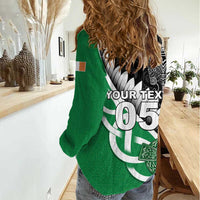 New Zealand And Ireland Rugby Custom Women Casual Shirt Silver Fern With Celtic Cross LT05 - Polynesian Pride