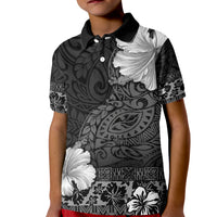 Hawaii Hibiscus With Black Polynesian Pattern Kid Polo Shirt