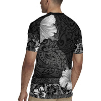 Hawaii Hibiscus With Black Polynesian Pattern Rugby Jersey LT05 - Polynesian Pride