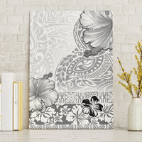 Hawaii Hibiscus With White Polynesian Pattern Canvas Wall Art