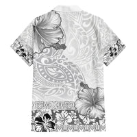 Hawaii Hibiscus With White Polynesian Pattern Family Matching Short Sleeve Bodycon Dress and Hawaiian Shirt LT05 - Polynesian Pride