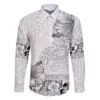 Hawaii Hibiscus With White Polynesian Pattern Family Matching Tank Maxi Dress and Hawaiian Shirt